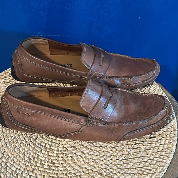 Men’s Clarks Mens Ashmont Race Tan Brown Leather Loafers Moccasin Driving Shoes - Picture 6 of 7